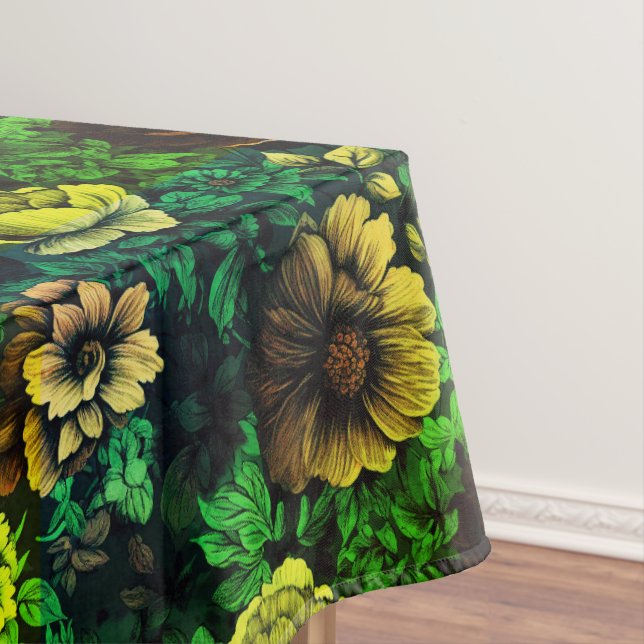 Einzigfarbige Vintage Blumendrucke Tischdecke (Beispiel)