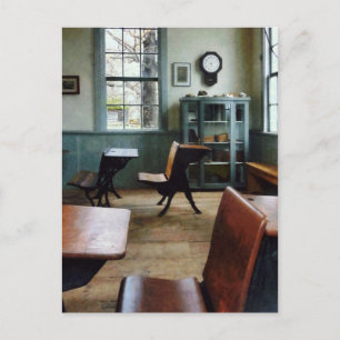 Einzimmerschulhaus mit Uhr Postkarte