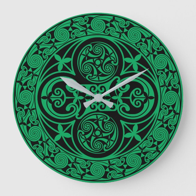 Eire Celtic Irish Ambigram Große Wanduhr (Vorderseite)