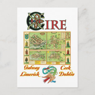 Eire Cities Map Postkarte