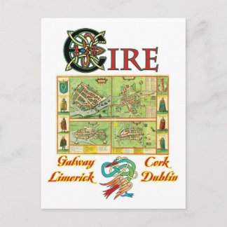 Eire Cities Map Postkarte