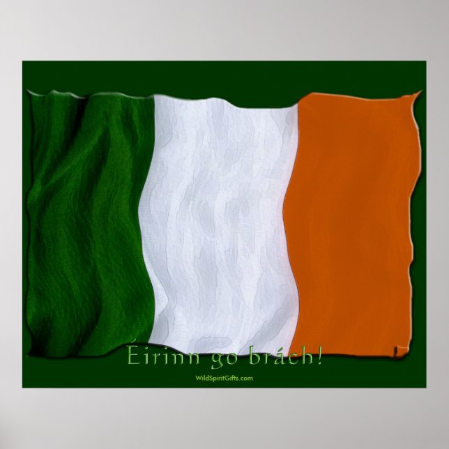 Éirinn geh brách! Irish Flag Wall Print Poster (Vorne)
