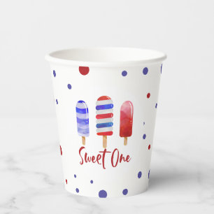 Eis Am Stiel Sweet One Rot Weiß Blau 1. Geburtstag Pappbecher