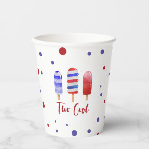 Eis am Stiel Two Cool Rot Weiß Blau 2. Geburtstag Pappbecher