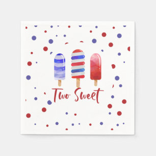 Eis am Stiel Two Sweet Rot Weiß Blau 2. Geburtstag Serviette