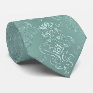 Eis-Aqua-Vintage-Damask-Druck Krawatte