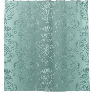 Eis-Aqua-Vintager Damast-Druck Duschvorhang