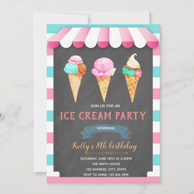 Eis BIRTHDAY PARTY INVITATION CARD Einladung (Vorderseite)