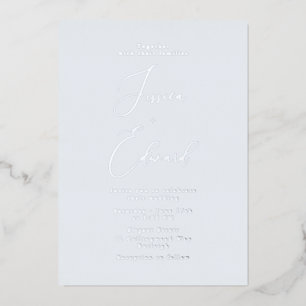 Eis Blue and Silver Foil Wedding Folieneinladung