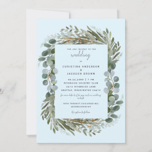 Eis Blue Eucalyptus Botanical Wedding Einladung