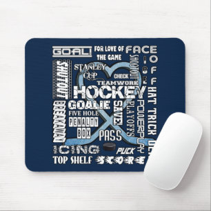 Eis Blue Heart Hockey Worte Weiße Logos 2 Mousepad