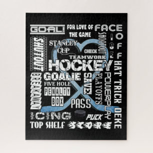 Eis Blue Heart Hockey Worte Weiße Logos Puzzle