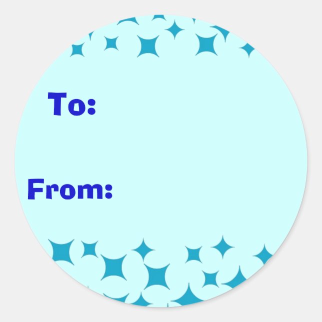 Eis Blue Snow / Stars Aufkleber. Vom Etikett Runder Aufkleber (Vorderseite)