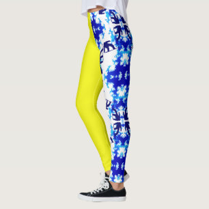 Eis Blue Snowboarder Sky Yellow Snowboarder Sport Leggings
