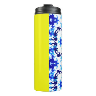 Eis Blue Snowboarder Sky Yellow Snowboarder Sport Thermosbecher