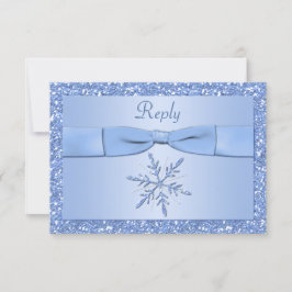 Eis Blue Snowflake Repcard RSVP Karte