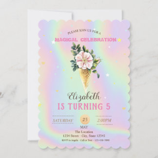 Eis Blume Holografischer Geburtstag Einladung