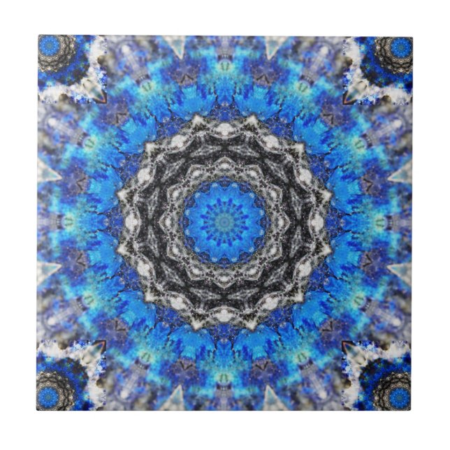 Eis-Blumenblatt-Mandala Fliese (Vorderseite)