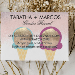 Eis Cream Baby Gender Reveal DIY Scratch Cards Ankündigungspostkarte