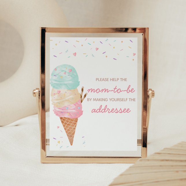 Eis Cream Baby Shower Station Poster (Ice Cream Sprinkled with Love Baby Shower Envelope Station Sign)