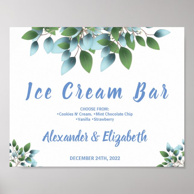 Eis Cream Bar Hochzeitssymbol Poster (Vorne)