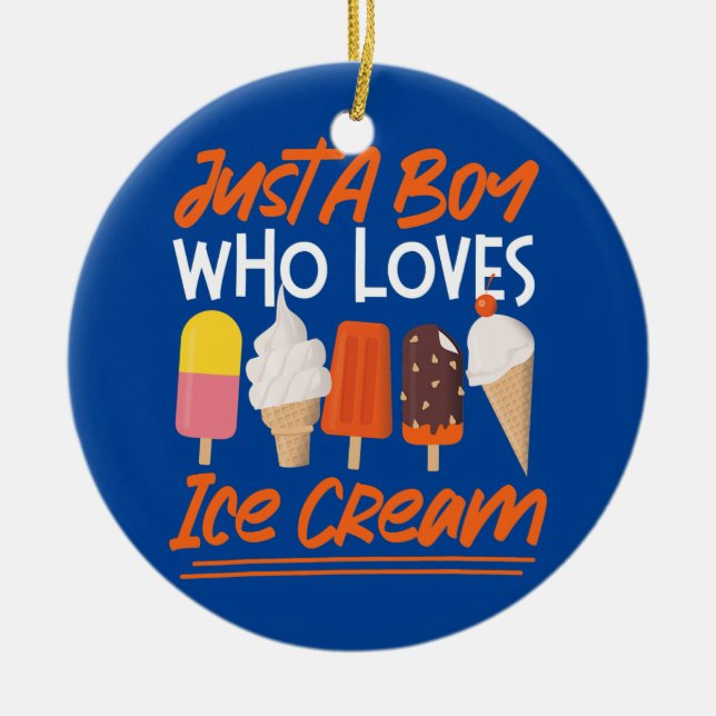 Eis Cream Boy Cone Popsicle Nur ein Junge, der Lie Keramik Ornament (Vorne)