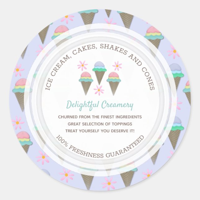 Eis Cream Business Custom Classic Round Aufkleber (Vorderseite)