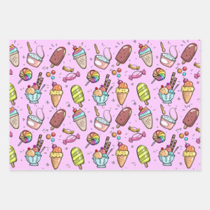 Eis Cream Candy Pink Geschenkpapier Set