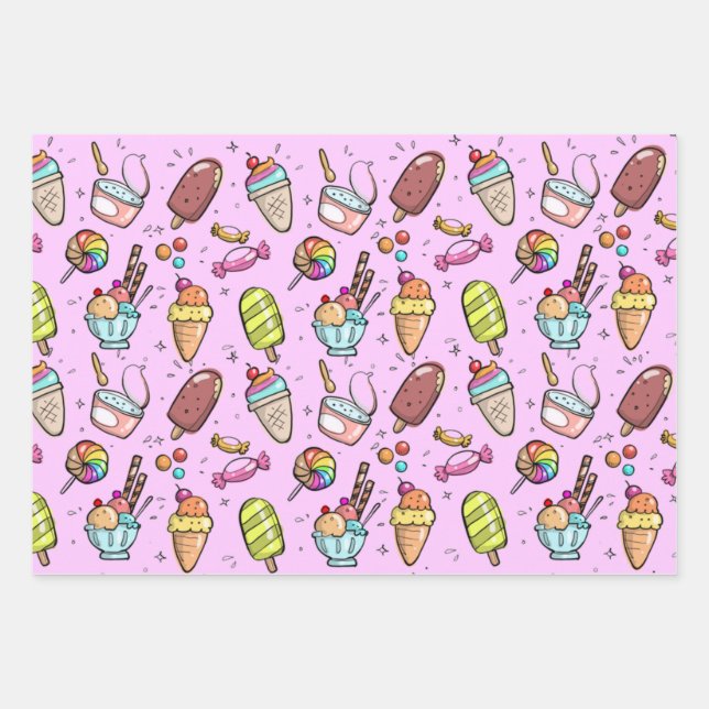 Eis Cream Candy Pink Geschenkpapier Set (Vorderseite)