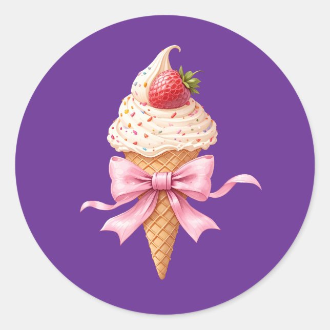Eis Cream Coquette Bow Runder Aufkleber (Vorderseite)