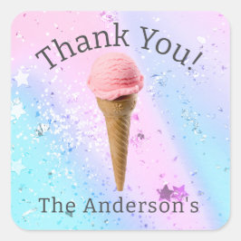 Eis Cream Gender Reveal Danke Girl Quadratischer Aufkleber