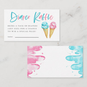 Eis Cream Gender Reveal Diaper Raffle Ticket Begleitkarte