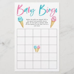 Eis Cream Gender Reveal Party Baby Bingo Game