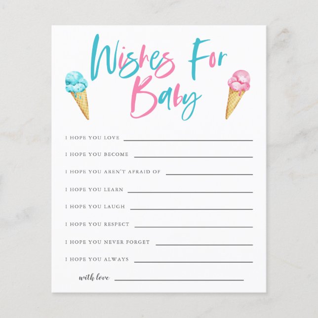 Eis Cream Gender Revewans for Baby Card (Vorderseite)