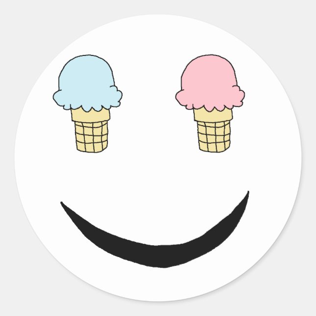 Eis Cream Happy Face Runder Aufkleber (Vorderseite)
