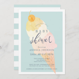 Eis Cream Light Blue Boy Baby Dusche Einladung