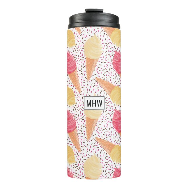 Eis Cream Muster, kundenspezifisch monogramm Thermosbecher (Vorderseite)
