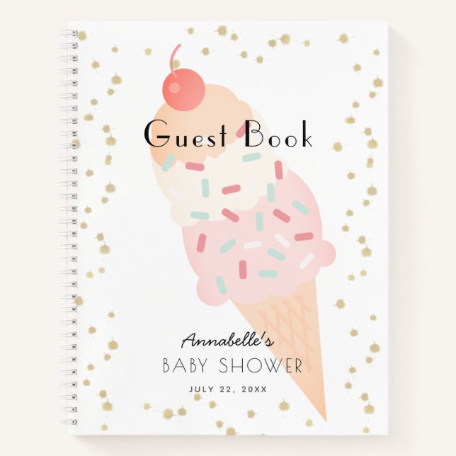Eis Cream Pink Baby Showbook Notizbuch (Vorderseite)