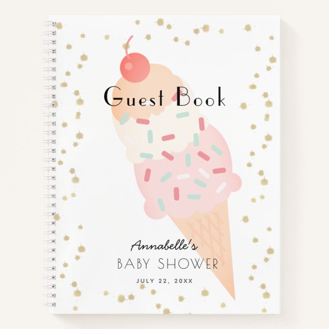 Eis Cream Pink Girl Baby Shooting Guest Book Notizbuch (Vorderseite)