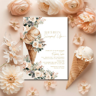 Eis Cream Scoopup Floral Boho Brautparty Einladung