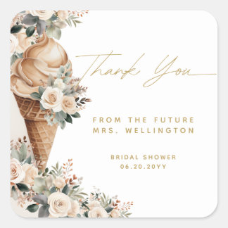 Eis Cream Scoopup Floral Boho Brautparty Quadratischer Aufkleber
