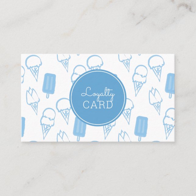 Eis Cream Shop Hand bemalt Blue Loyalty Card Visitenkarte (Vorderseite)