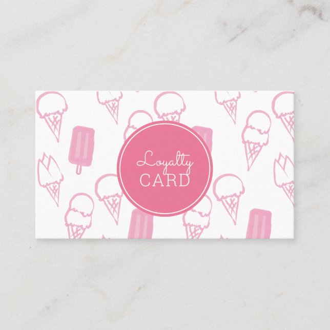 Eis Cream Shop Hand Pink Pink Loyalty Card Visitenkarte (Vorderseite)