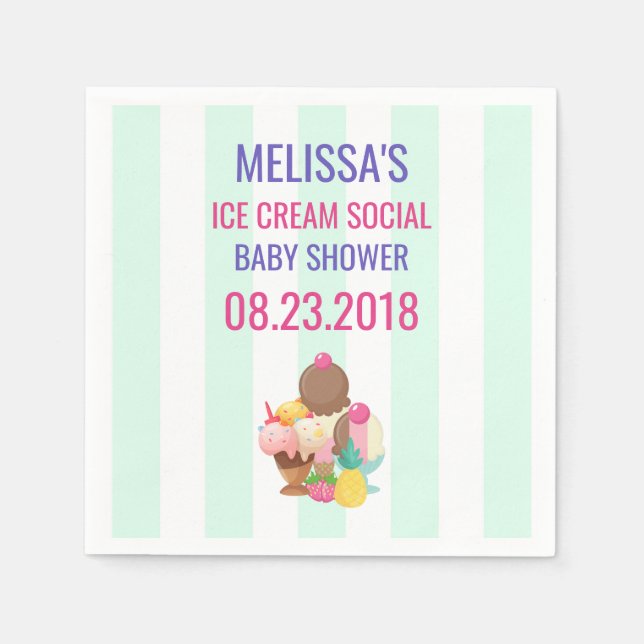 Eis Cream Social Baby Shooting Event Serviette (Vorderseite)