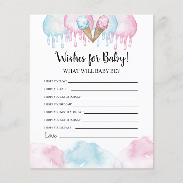 Eis Creme Gender Reveal wünscht sich eine Babykart (Vorderseite)