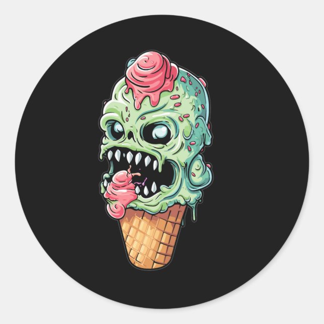 Eis-Creme-Kegel-mit-wenig-Monster-Sammlung (4) Runder Aufkleber (Vorderseite)