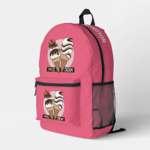 Eis Creme Lover individuelle Name & Farbe Bedruckter Rucksack