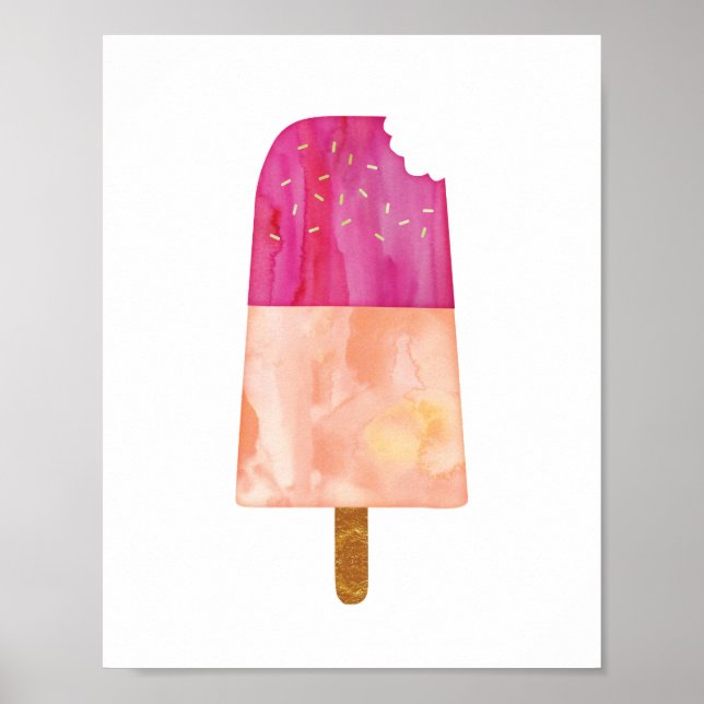 Eis Creme Popsiv Aquarelldruckposter Poster (Vorne)