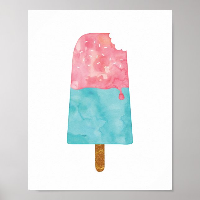 Eis Creme Popsiv Aquarelldruckposter Poster (Vorne)