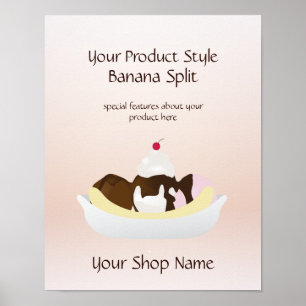Eis Creme Shop Banana Split Produktzeichen Poster